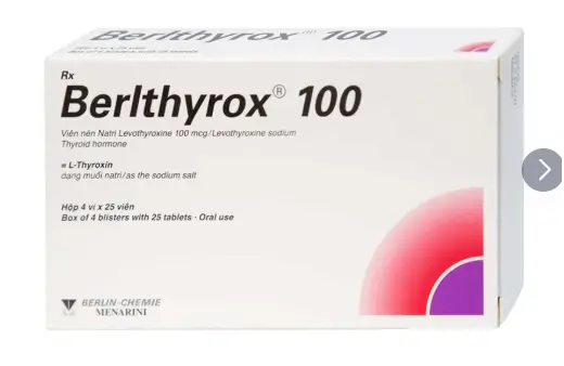 Thuốc Berlthyrox 100 Menarini điều trị thiểu năng tuyến giáp (4 vỉ x 25 viên)