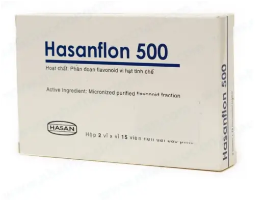 Thuốc Hasanflon 500mg Hasan hỗ trợ điều trị suy tĩnh mạch bạch huyết, cơn trĩ cấp (2 vỉ x 15 viên)