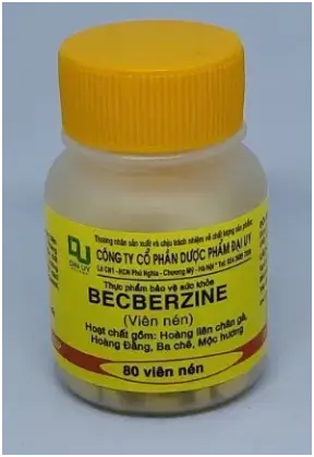 Viên uống hỗ trợ tiêu chảy BECBERZINE (Đại Uy) lọ 80 viên nén