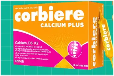Corbiere Calcium Plus Sanofi 10 ML hỗ trợ tăng cường hấp thu canxi, cho xương chắc khỏe (Hộp 30 ống)