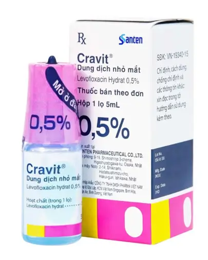 Thuốc nhỏ mắt Cravit 0.5% Santen điều trị viêm bờ mi, viêm túi lệ, lẹo (5ml)
