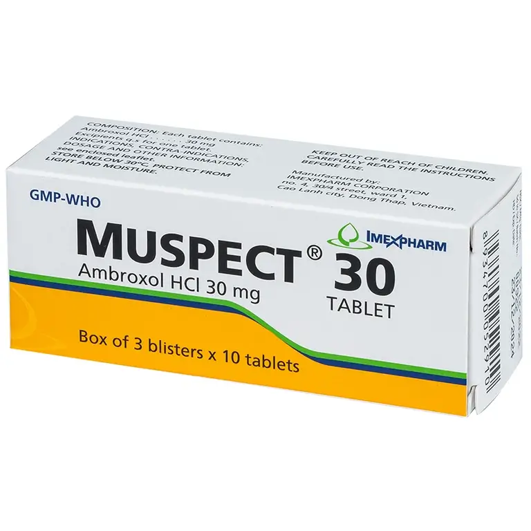 Thuốc Muspect 30 Imexpharm điều trị các bệnh cấp và mạn tính ở đường hô hấp (3 vỉ x 10 viên)