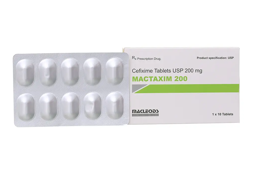 Mactaxim 200 trị nhiễm khuẩn (1 vỉ x 10 viên)