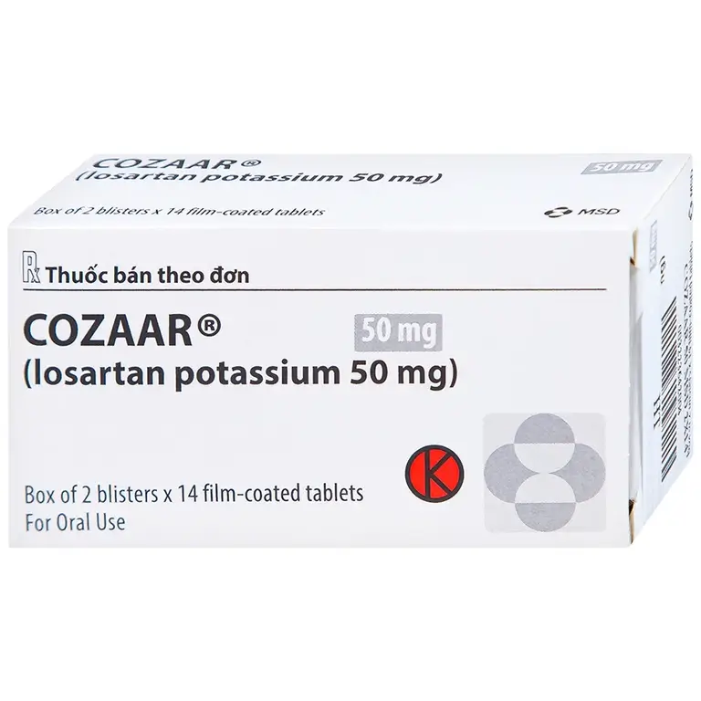 Thuốc Cozaar 50mg MSD điều trị tăng huyết áp (2 vỉ x 14 viên)