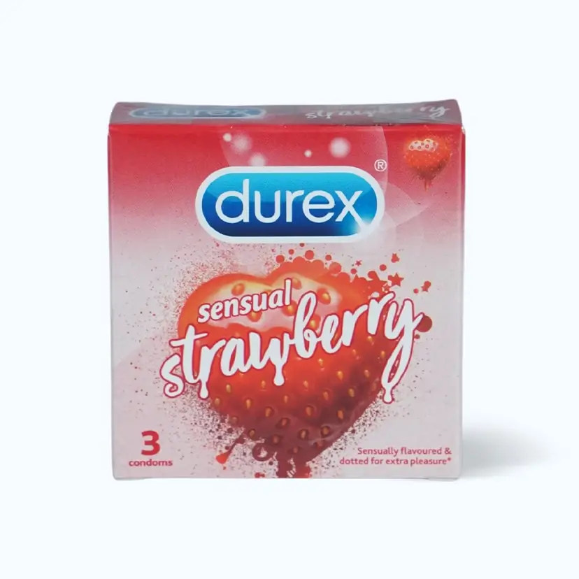 Bao cao su DUREX Sensual Strawberry hương dâu tây (hộp 3 cái)