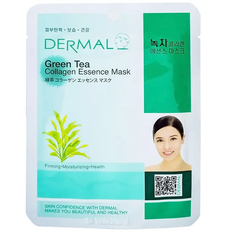 Mặt nạ Dermal Green Tea Collagen Essence Mask dưỡng da dành cho mọi loại da (23g)