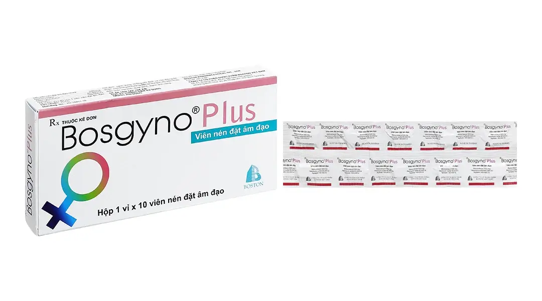 Viên đặt âm đạo Bosgyno Plus trị viêm âm đạo (1 lượt x 10 viên)