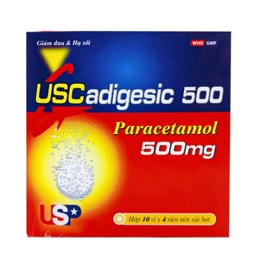 Viên nén sủi bọt Uscadigesic 500mg hạ sốt, giảm đau (10 vỉ x 4 viên)