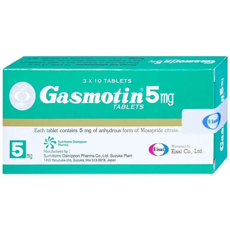Thuốc Gasmotin 5mg Eisai điều trị viêm dạ dày mạn tính (3 vỉ x 10 viên)