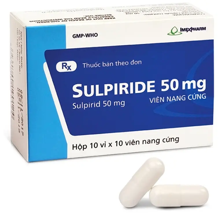 Thuốc Sulpiride 50mg Imexpharm điều trị tâm thần phân liệt (10 vỉ x 10 viên)