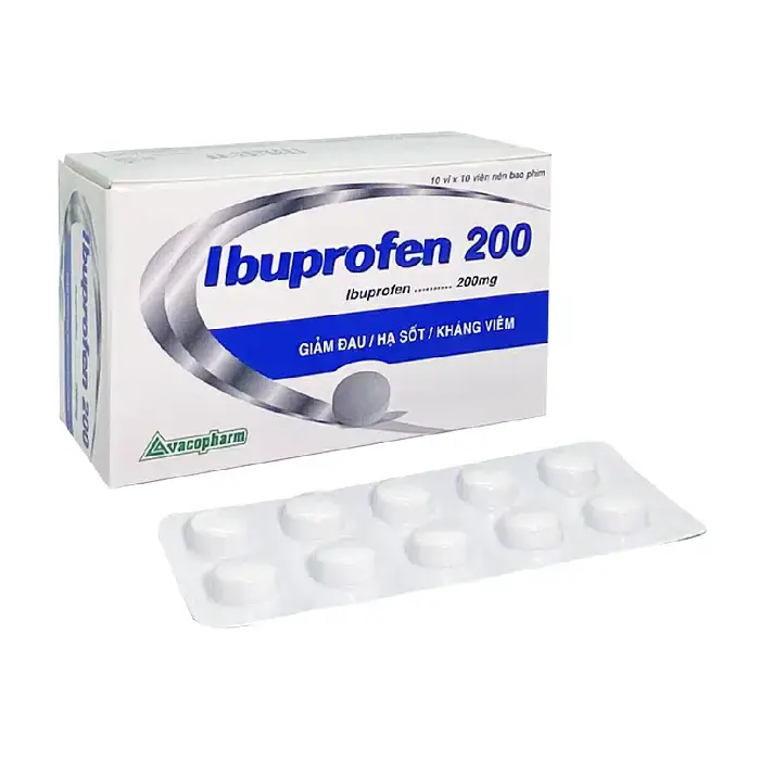 Ibuprofen 200 Vacopharm 10 vỉ x 10 viên – Điều trị giảm đau, hạ sốt