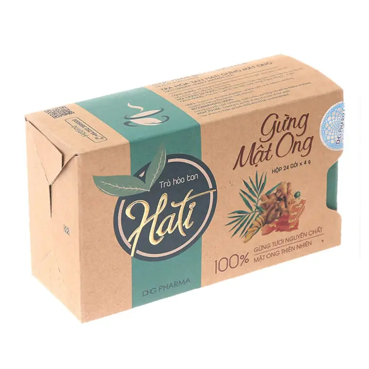 Trà gừng mật ong Hati – Hỗ trợ giải cảm, giảm đầy hơi (hộp 24 gói x 4g)