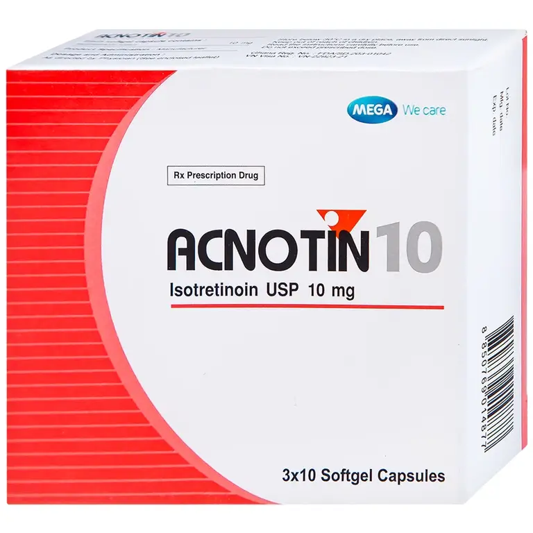 Thuốc Acnotin 10mg MEGA We care điều trị mụn trứng cá nặng (3 vỉ x 10 viên)