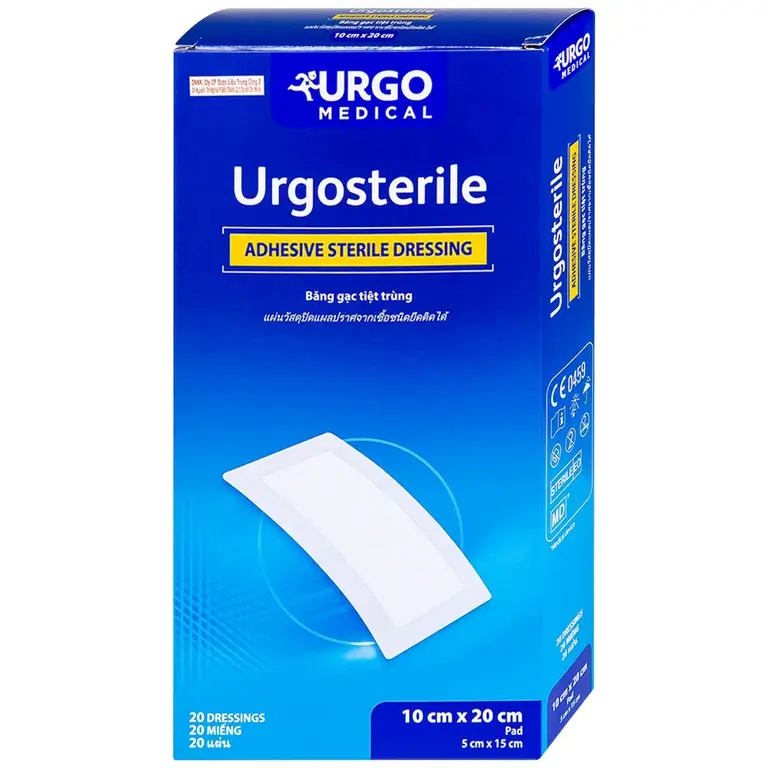Băng gạc tiệt trùng Urgosterile 10cm x 20cm bảo vệ vết trầy xước, vết cắt, vết thương (20 miếng)