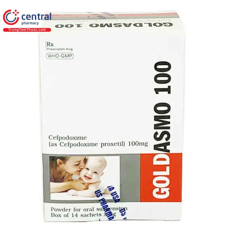 Goldasmo 100 điều trị các bệnh do vi khuẩn nhạy cảm với Cefpodoxime