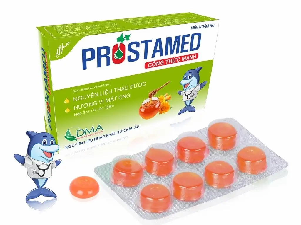 Viên ngậm ho Prostamed (hương vị chanh gừng mật ong) hộp 3 vỉ x 8 viên