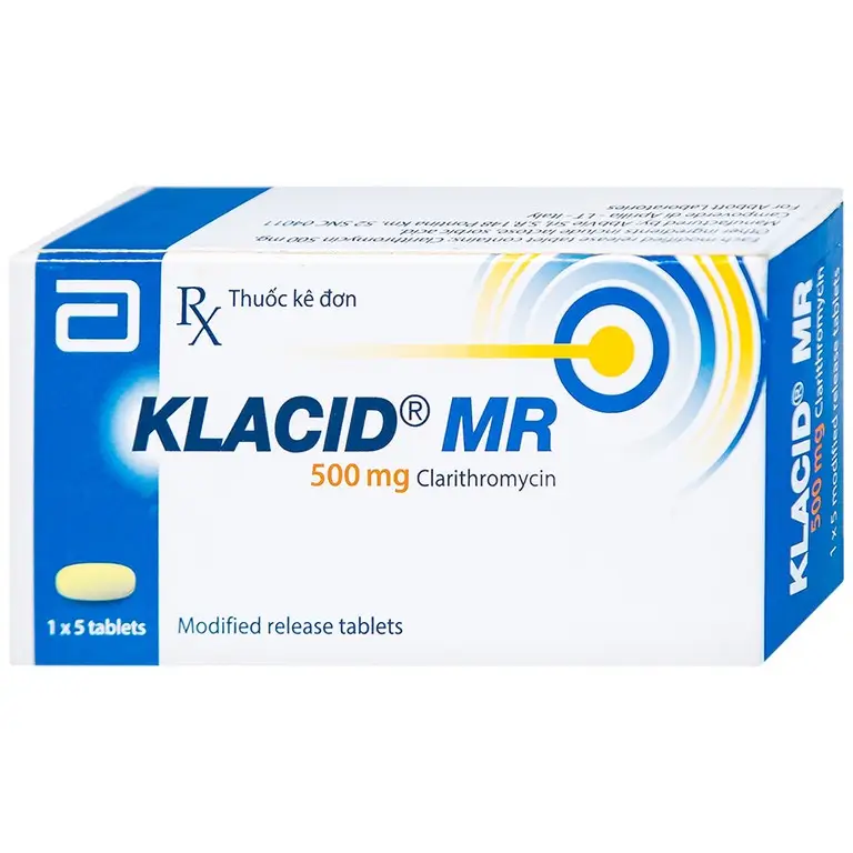 Viên nén Klacid MR 500mg Abbott điều trị nhiễm trùng đường hô hấp (1 vỉ x 5 viên)