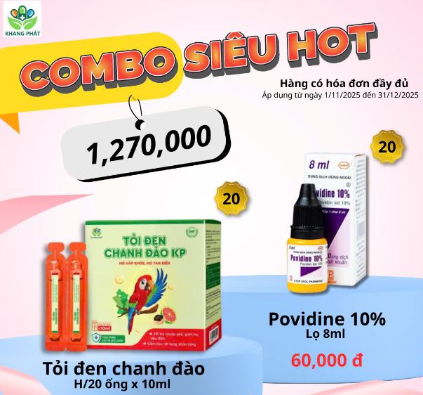 COMBO SIÊU HOT Tỏi đen chanh đào KP + Dung dịch sát khuẩn Povidine 10% lọ 8ml