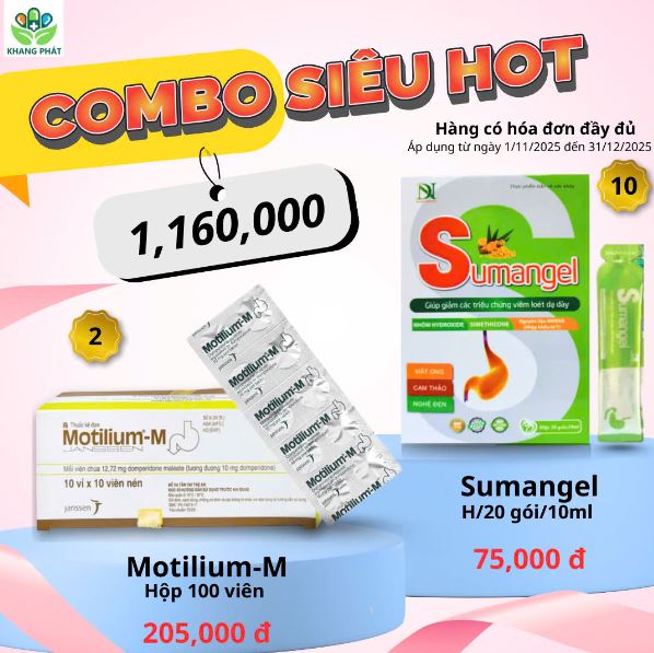 COMBO SIÊU HOT Viên nén Motilium-M và Gel dạ dày Sumangel