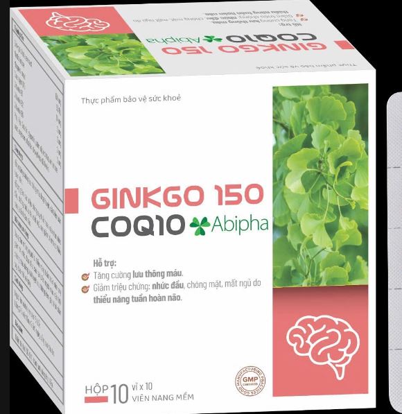 TP BVSK Ginkgo 150 CoQ10 Abipha hỗ trợ tăng cường tuần hoàn máu não
