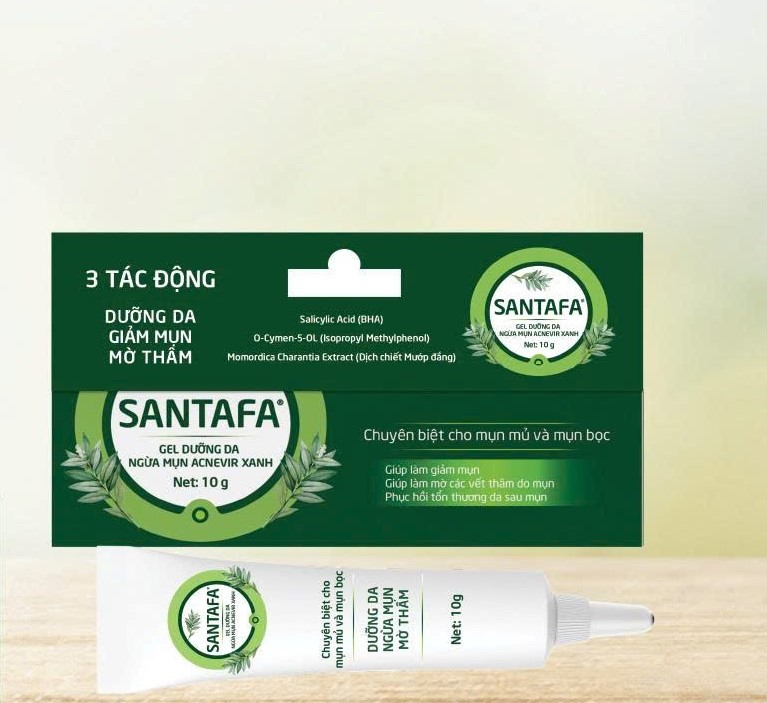 SANTAFA gel dưỡng da ngừa mụn Acnevir xanh giúp cải thiện tình trạng viêm đỏ của mụn mủ