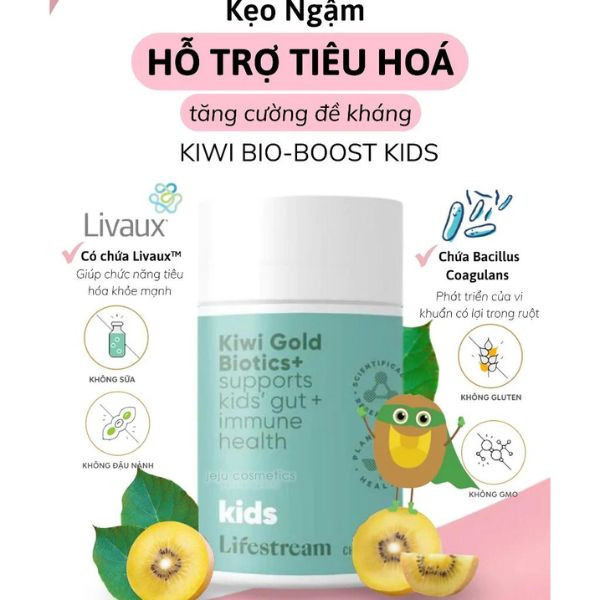 Kẹo Ngậm Kiwi Hỗ Trợ Tiêu Hóa Lifestream Kiwi Bio-Boost Kids 30v