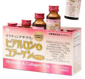 Nước uống Collagen & Hyaluron Fine Japan Plus 5.250mg làm đẹp da và chắc xương (Hộp 10 chai x 50ml)