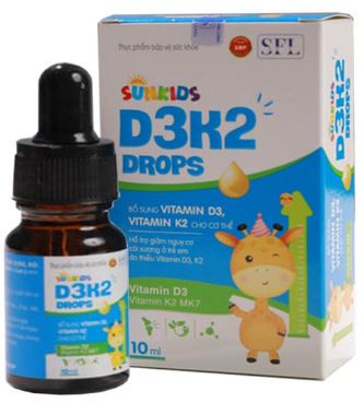 Sunkids D3K2 Drops, hỗ trợ hấp thu Canxi, giảm nguy cơ còi xương