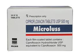 Microluss Ciprofloxacin 500mg Micro - điều trị trong các bệnh lý nhiễm khuẩn (H/100v)