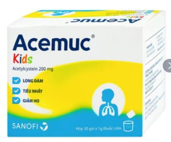 Thuốc cốm Acemuc Kids 200mg Sanofi long đàm, tiêu nhầy, giảm ho (30 gói x 1g)