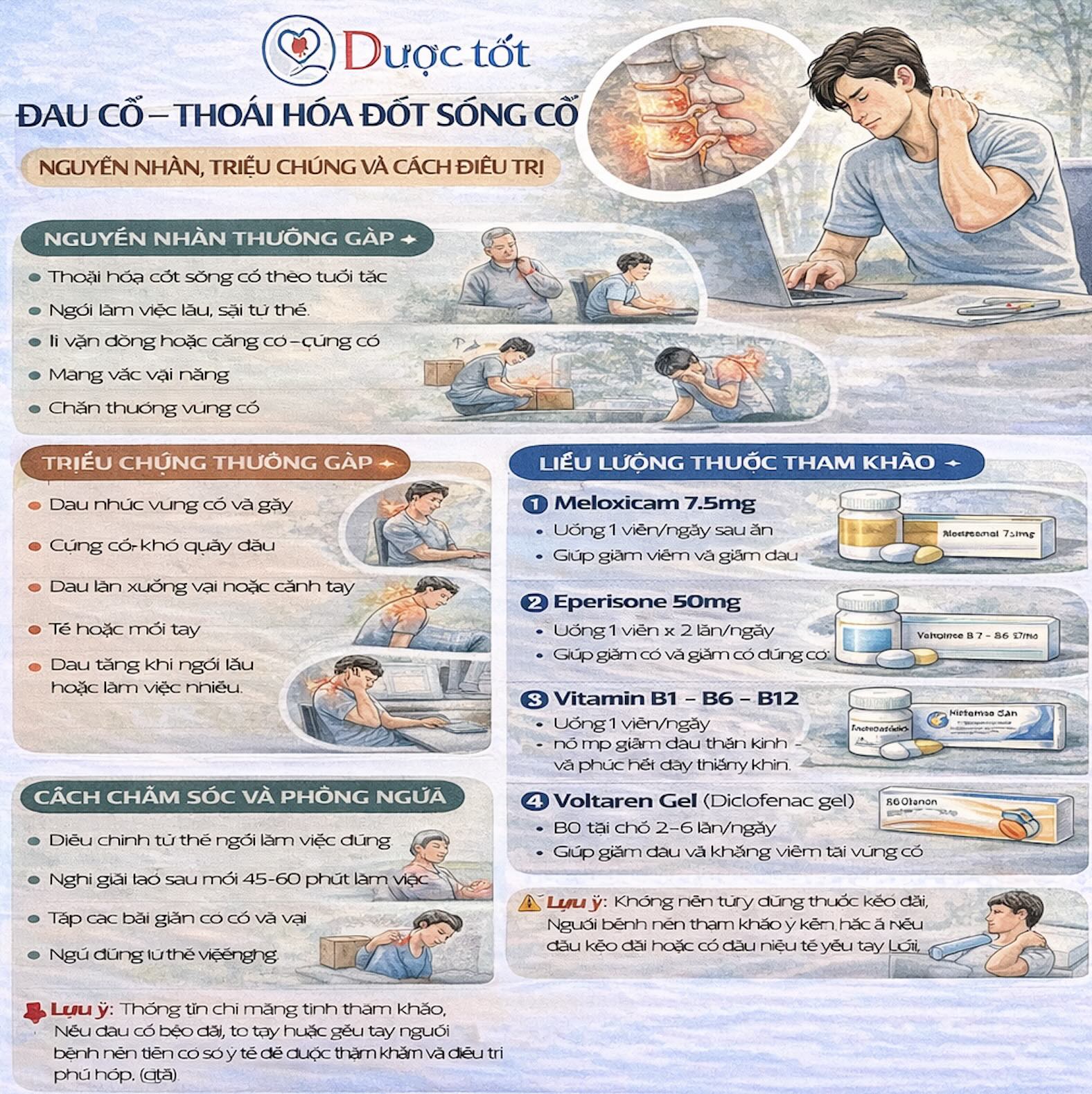 Cách điều trị đau cổ – thoái hóa đốt sống cổ 