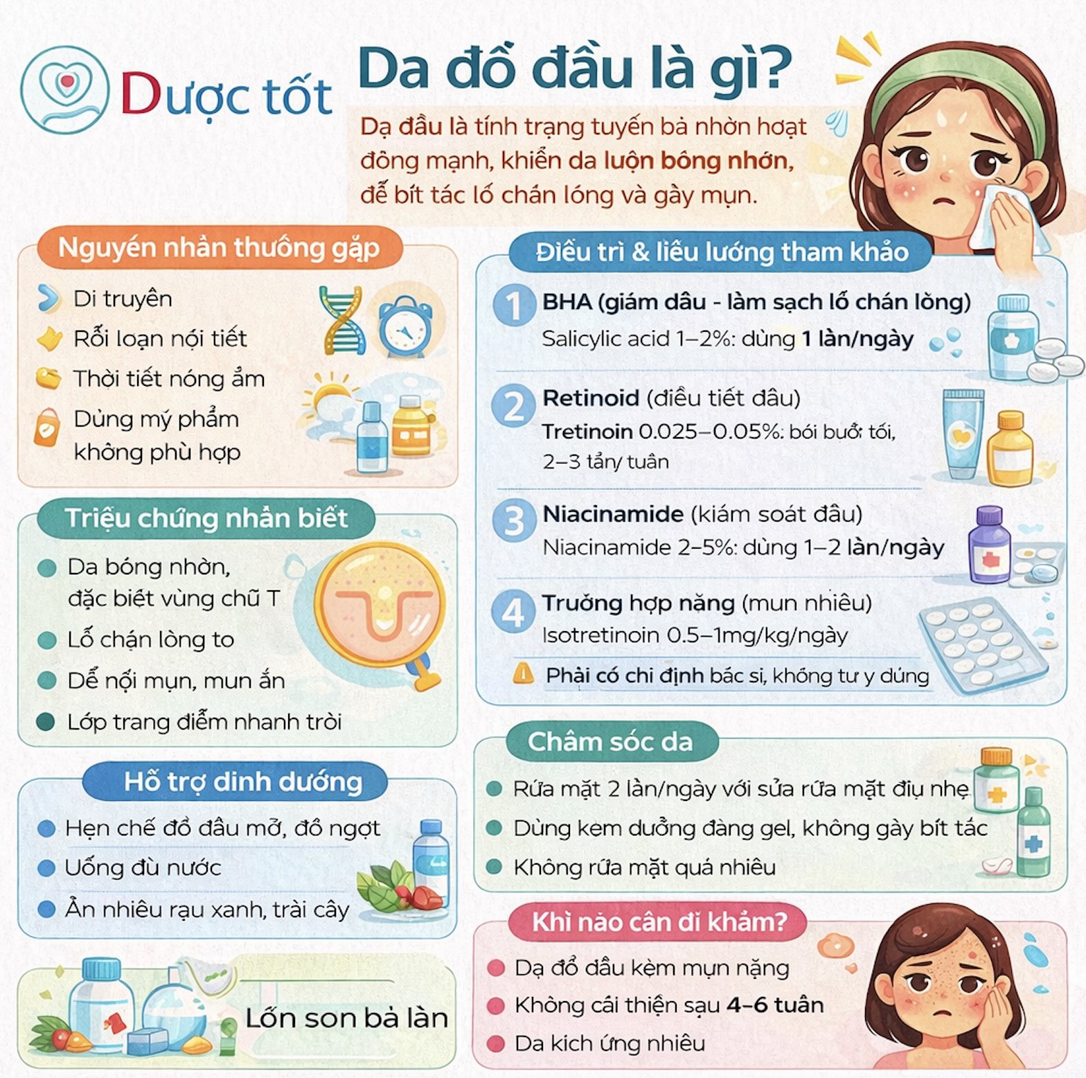 CÁCH ĐIỀU TRỊ DA ĐỔ DẦU HIỆU QUẢ